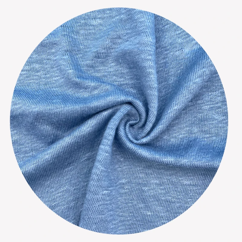 Оптовая продажа, Органическая чистая льняная ткань, одноцветная трикотажная эластичная льняная ткань для платья