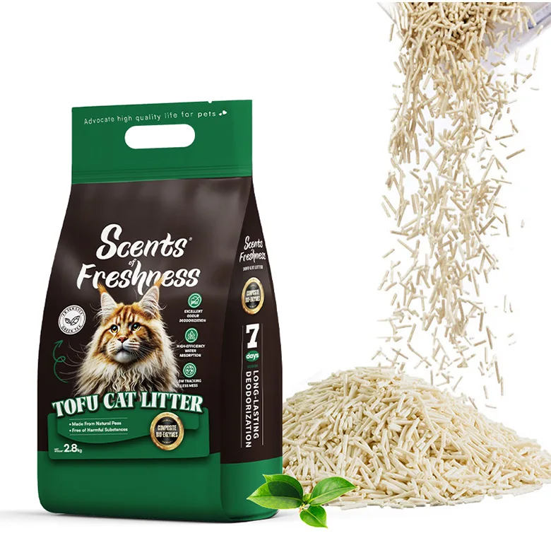 Factory Wholesale Custom Logo Natural Plant Dust Free Flushable 2.8KG Cat Sand Tofu Cat Litter