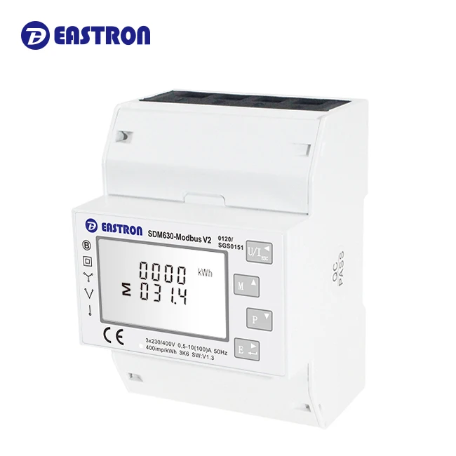 Eastron SDM630Modbus V2 MID Approved 3P4W/3P3W/1P2W Mini Size Multifunction Modbus Din Rail Power Meter for EV Charger
