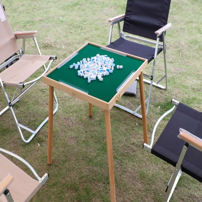 Outdoor Multifunctional Portable Folding Mahjong Table Party Event Banquet Foldable Wooden Mahjong Table