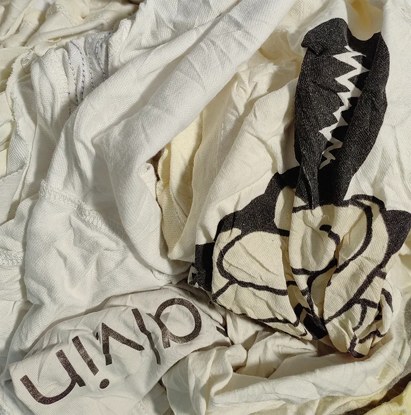 Xiamen Отличные Высококачественные промышленные ткани, режущие части, белая футболка, чистящая тряпка от пота, белая хлопковая тряпка с принтом