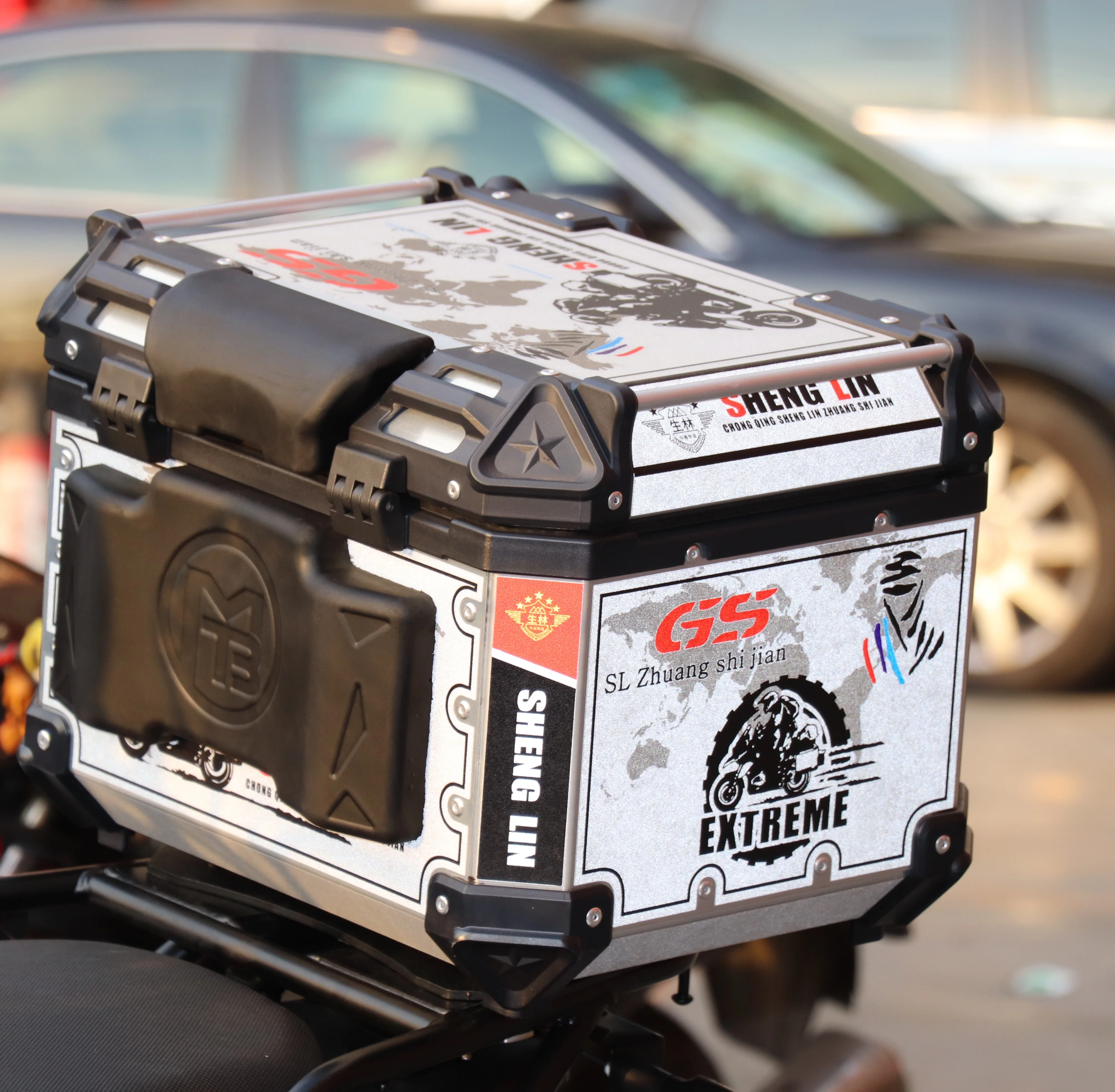 Unique Aluminum Motorcycle Box Top Case Side Bag With Rack