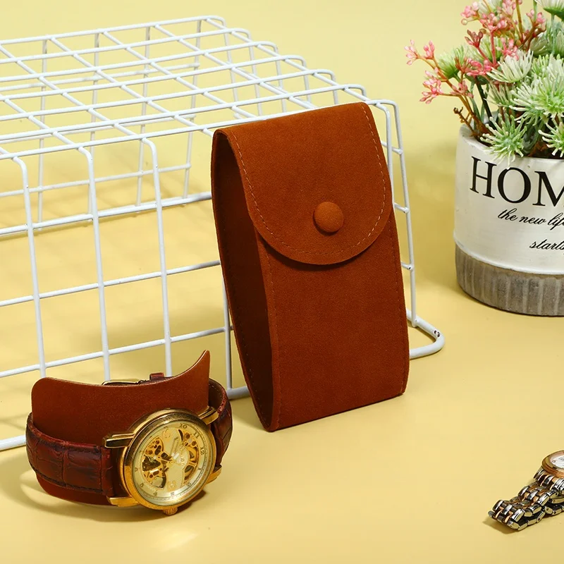 Custom colorful travel gift suede packaging bag portable velvet bag Luxury Envelope Velvet Watch Pouch w/Insert for storage