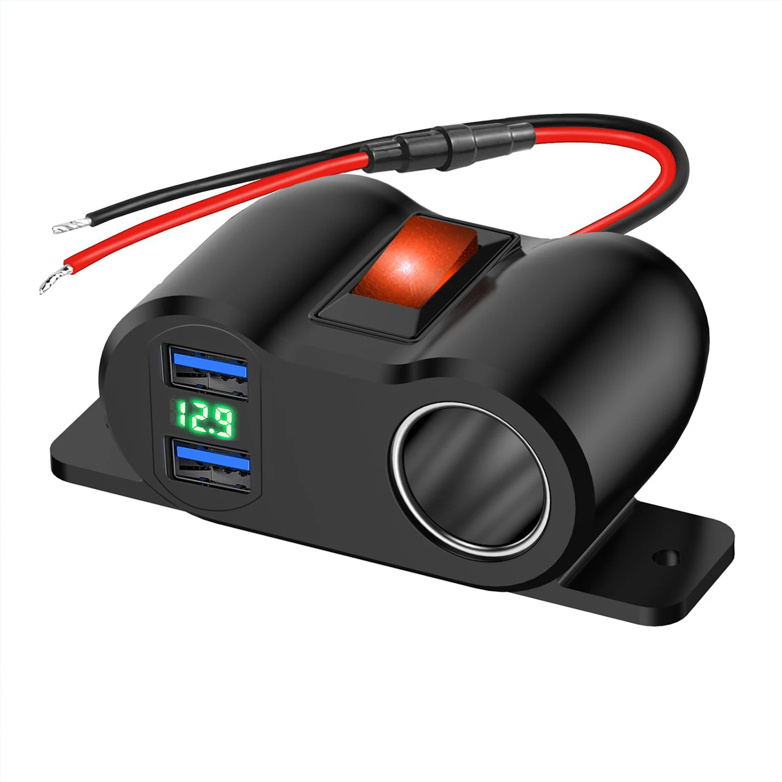 12 В/24 В разветвитель двойной USB QC 3 0 18 Вт двойное автомобильное зарядное устройство прикуриватель переключатель для лодки RV