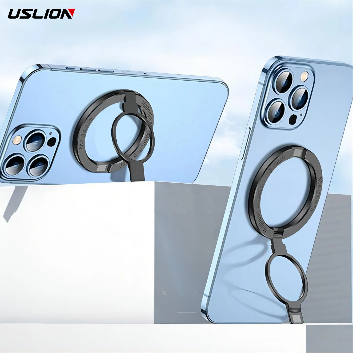 USLION Removable Finger Rings Grip Magnetic Smart Phone Holder Magnetic 360 Degree Rotation Mount Stand