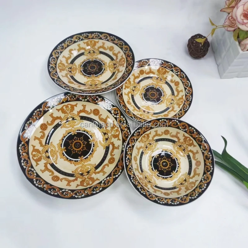 Wholesale Cheap colored glaze high quality porcelain dinner plate Rice bowls round ceramic dinnerware sets for restaurant