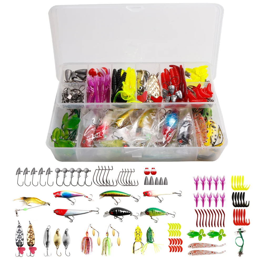 108pcs/box fishing lures baits jigging Metal Spoon Minnow Crankbait Bass fishing gear and accessories with tackle box