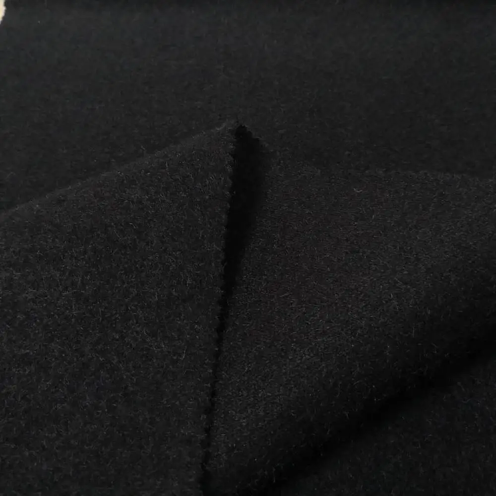 Black knitting plain wool blend fabric for winter garment