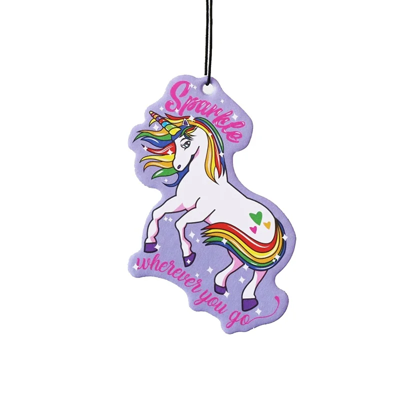 Promotional Gifts Unicorn Double Sides Printing Custom Car Air Freshener With Different Fragrance