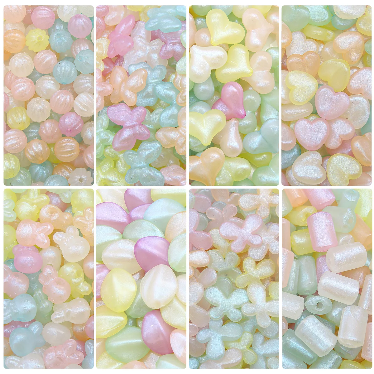 quzhi acrylic semi-transparent blue light mixed color loose beads handmade DIY hair accessories Bracelet Necklace Pendant earrin