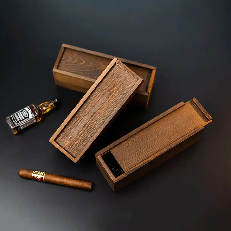 Romantic cigar and whiskey wooden gift box