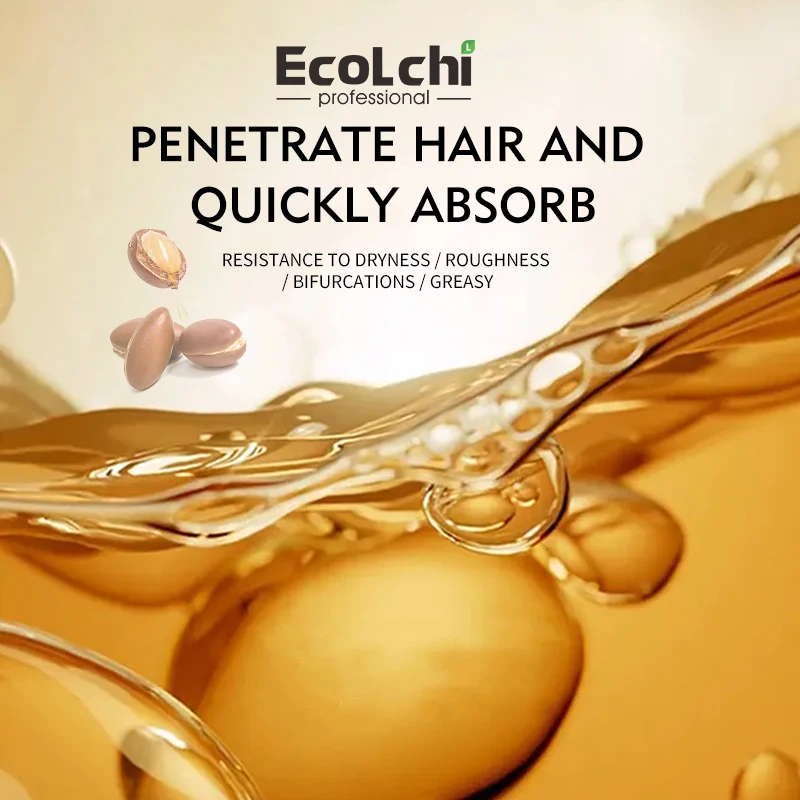 Ecolchi 60ml OEM Private Label Organic Strenthening Repair Hair Treatment Extract Hair Growth Oil Argan oil