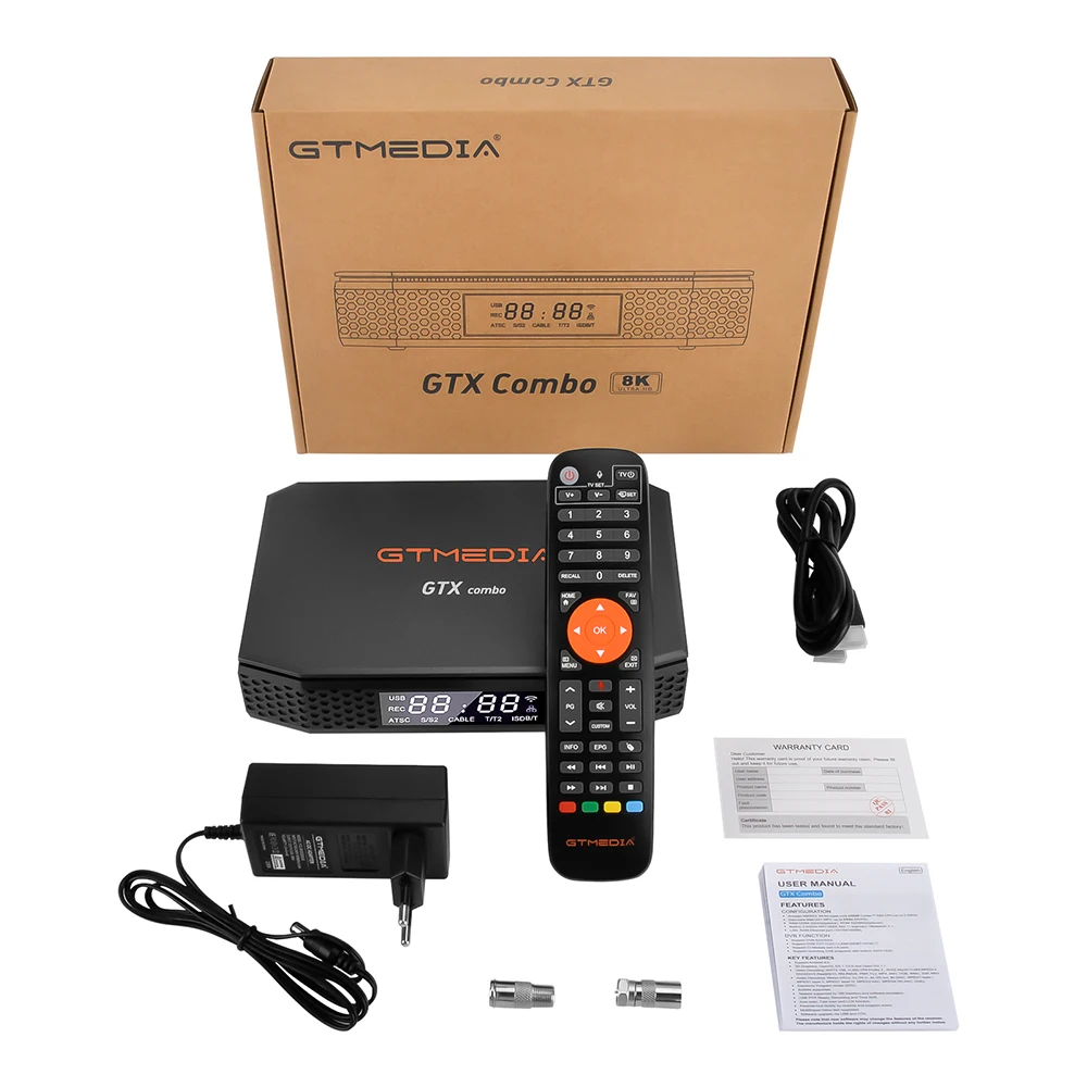 GTMEDIA GTX комбо Android TV 4K/8K IPTV DVB-S2X/T2/C/ISDBT Auto Biss PowerVu спутниковый ресивер с двойным CI Plus