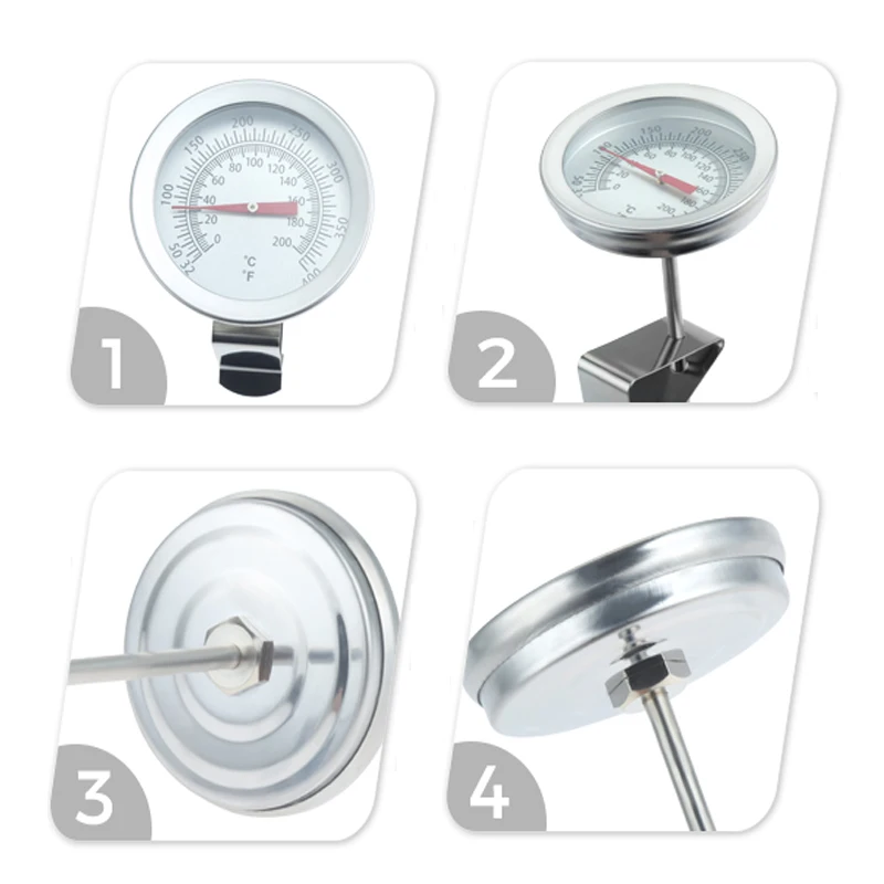 Deep Fry Thermometer With Instant Read Oil Thermometer with Clip Stainless Steel Dial BBQ Food Oven Safe Meat Thermometer
