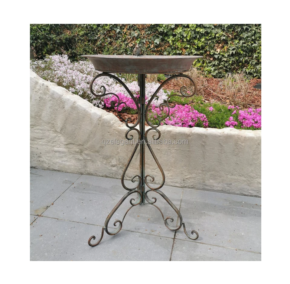 Vintage garden Decorative outdoor Metal bird bath wholesale with stand