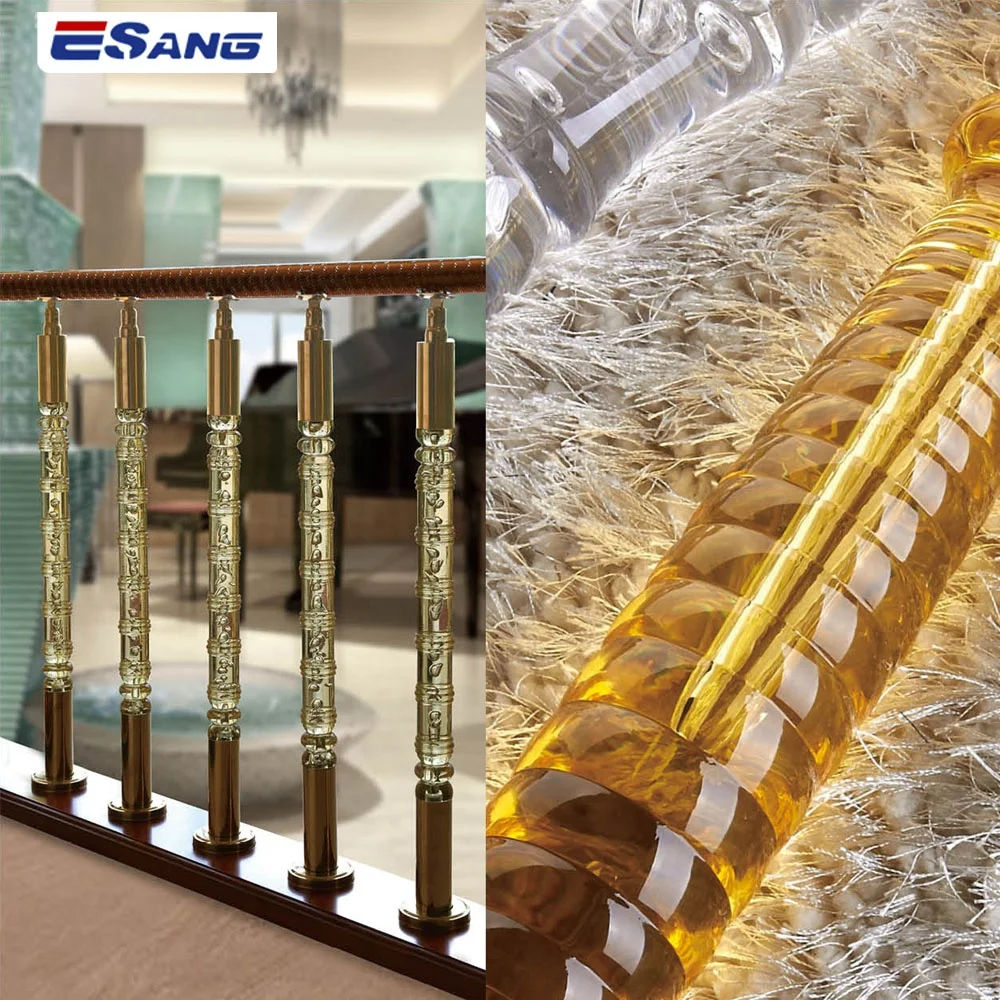 ESANG Indoor Stair Decorate Round Crystal Stair Handrail Acrylic Railing Posts