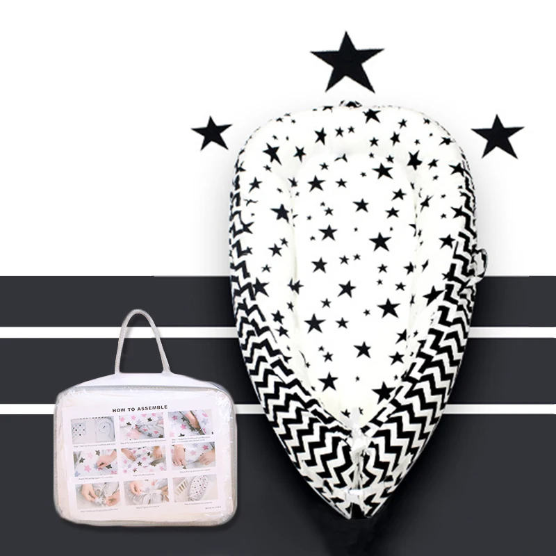 
Baby Crib Nest Cot Portable and Washable Cotton Infant Nest Safeguard Bed Crib Nest 