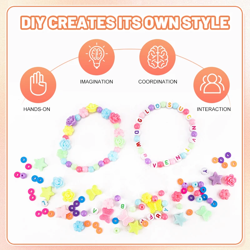 Leemook newest 24 grid Beads beaded Set For Jewelry Making Kids colorful DIY Acrylic Beads Toys Kit Box charm for jewelry making