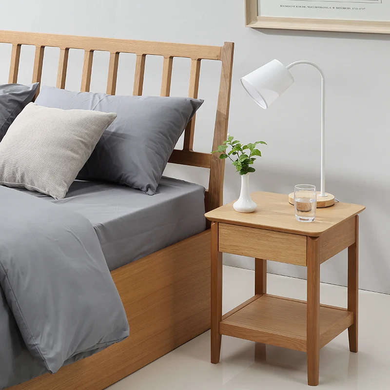 Modern elegant bedroom furniture for home/ hotel usage with drawer set small oak wood nightstand bedside table
