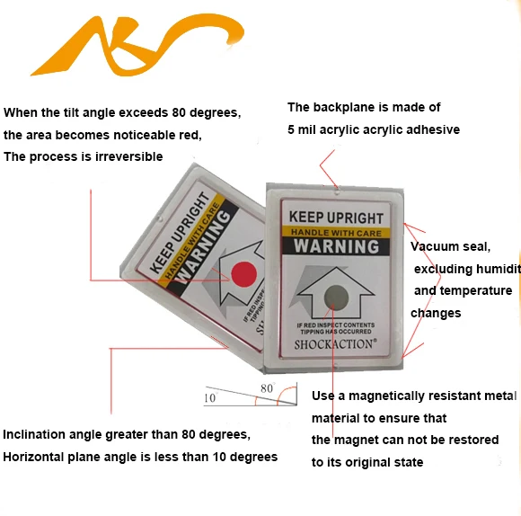 China Manufacturers Brand Tilt Indicator Label Sensor Tiltaction Tilt Label