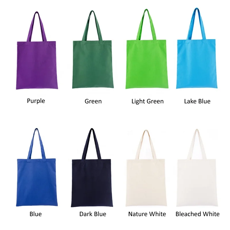 
KAIFEI AMAZON hot selling 100% cotton canvas tote bag shopping DIY blank handbag rainbow color 