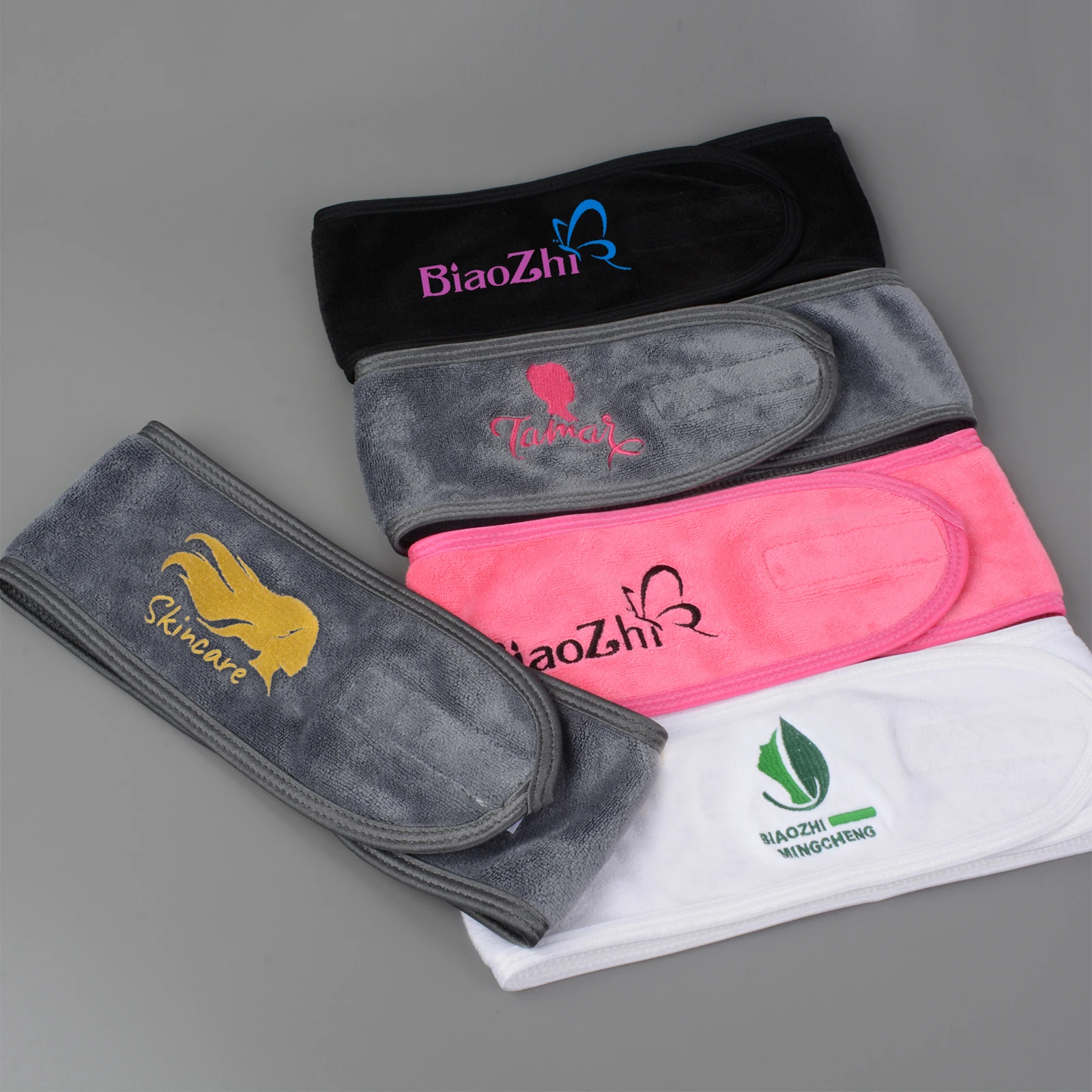 OEM Facial Hairband Superfine Fiber Spa Head Band Stretch Towel Washable Facial Beige Spa Headband