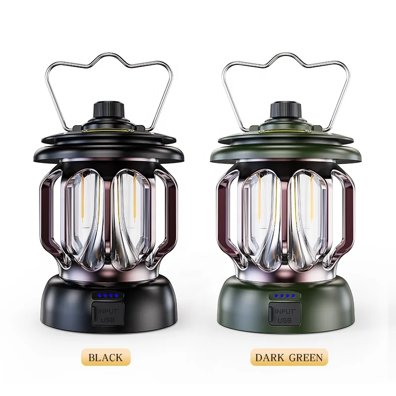 New Retro Portable Camping Lantern 4800mAh Outdoor Kerosene Vintage Camp Lamp Tent Light for Hiking Climbing Yard
