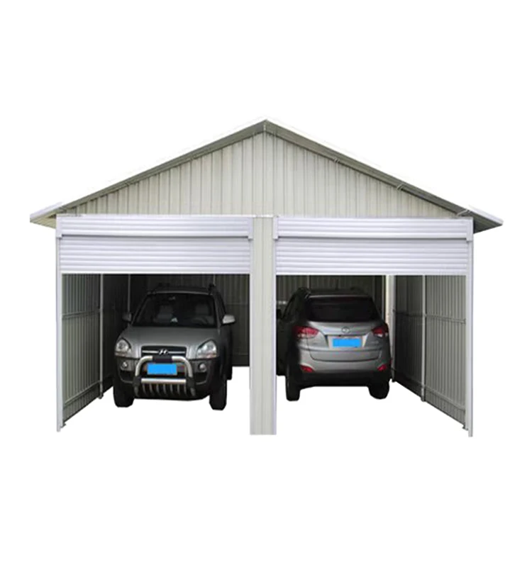 SG2119-H250-2ER/H Prefabricated Easy Assemble Galvanized steel garage Steel Structure Garage 2 car metal garage