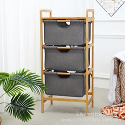 Good Price Bamboo Fabric Hotel Household Storage Organizer Frame Three-tier Drawer Rack