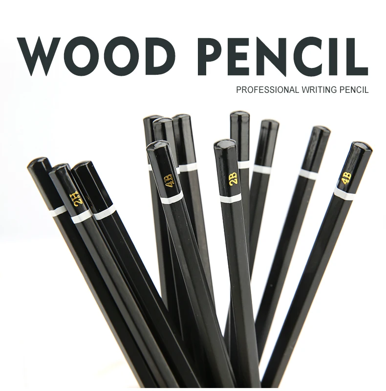 Custom Standard Lead Pencil Graphite Drawing Pencil Bulk Wooden Round Hexagonal Triangle  pencil 2 b