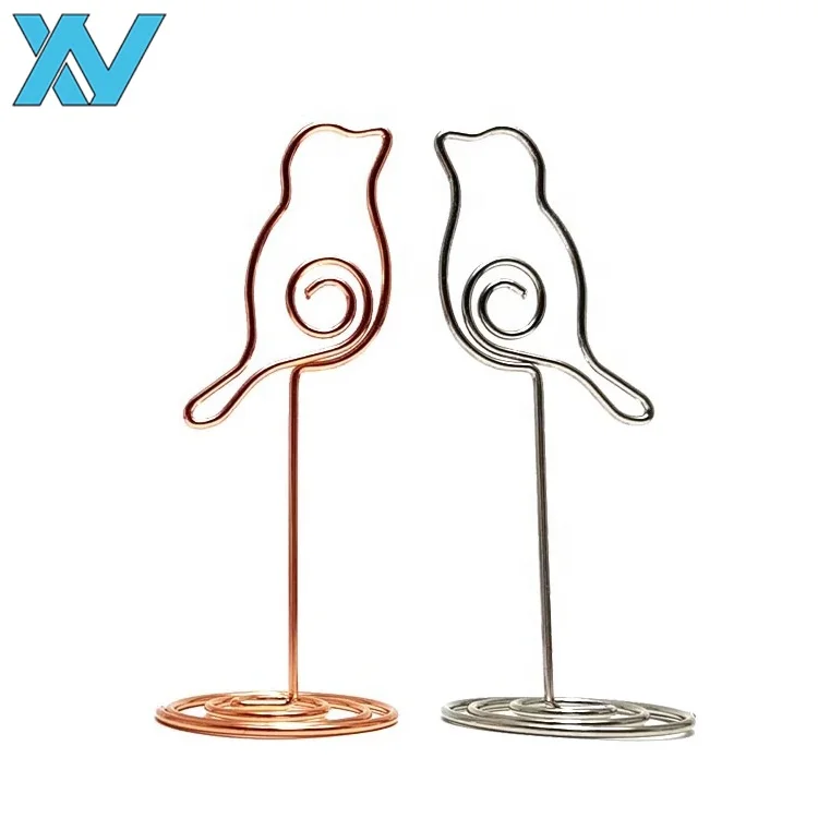 Animal designs bird shape metal clip paper card holder clips