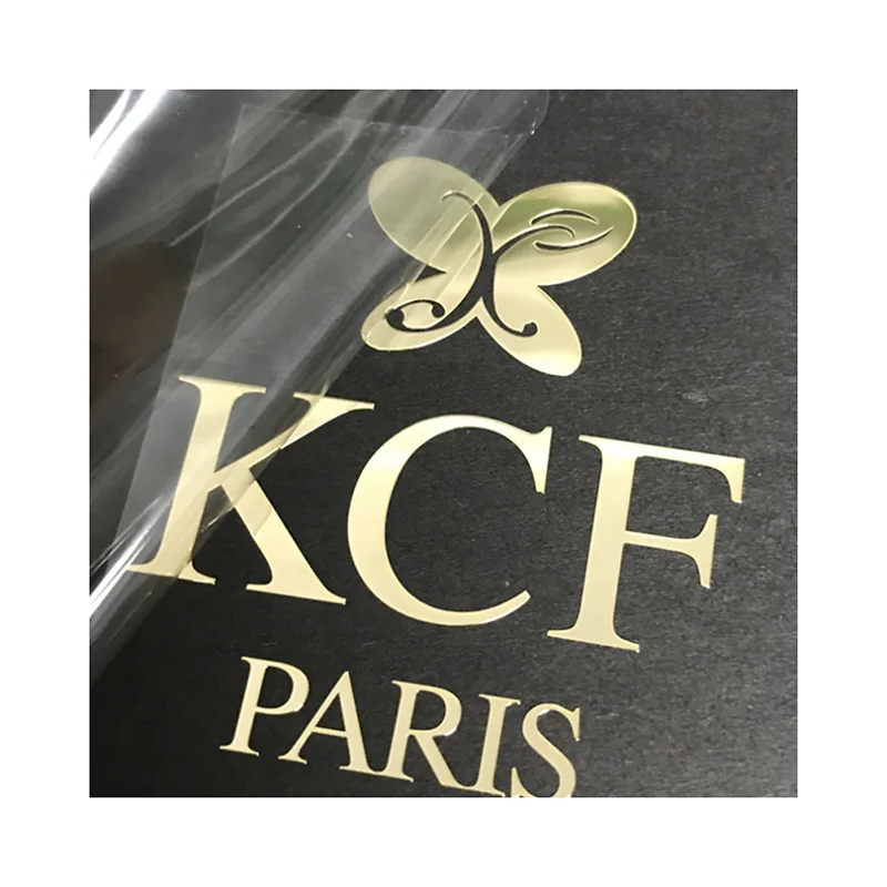 
Custom Printed Transparent Logo Label Sticker With Gold Stamp Foil 