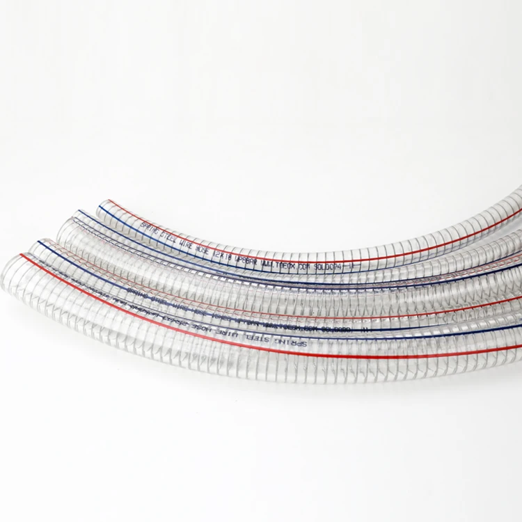 transparent PVC coated flexible wire steel hose /discharge water hose/ steel wire reinforced spring pvc hose pipe