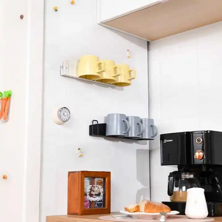 Low MOQ Home Kitchen Mug Rack Organizer Cup Display Rack Refrigerator Magnetic Coffee Cup Rack