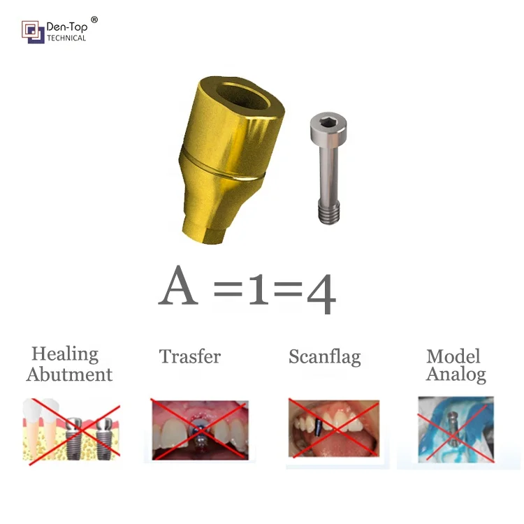 conical connection compatible  titanium implant abutment for healing gingival height 1 - 5 mm