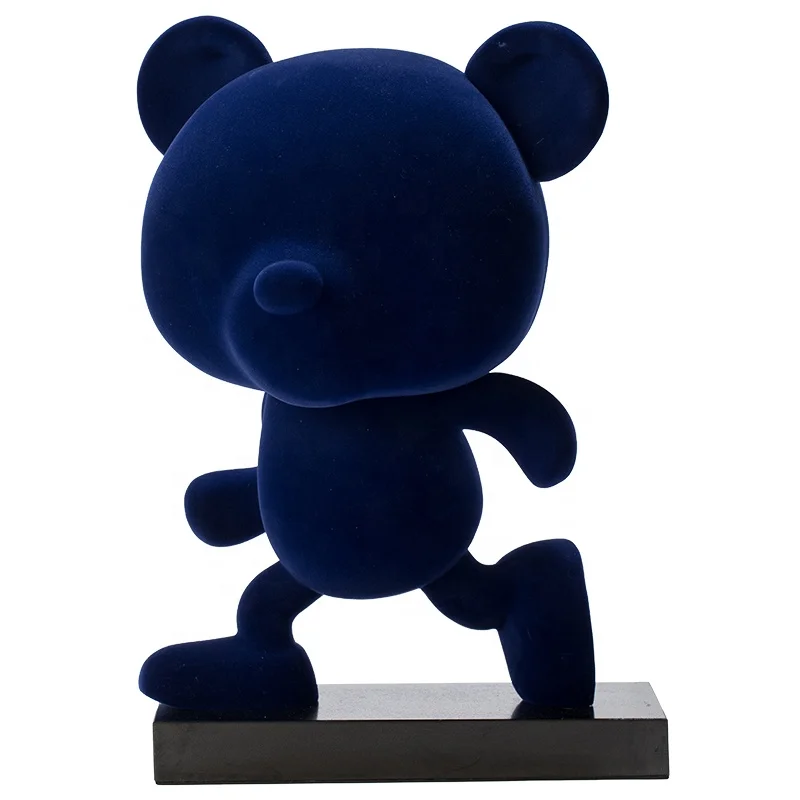 3D Light luxury Resin flocking bear ornaments in Md size model room floor sculpture art sales office hotel