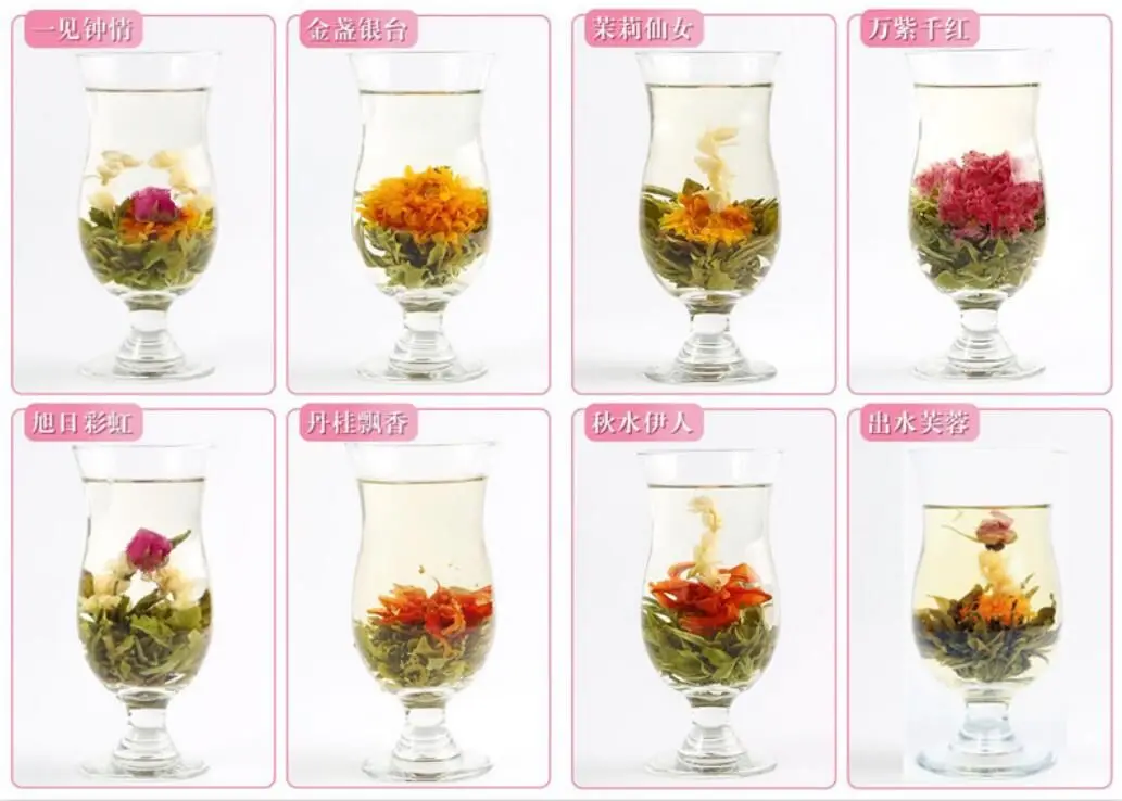100% Handmade Chinese Green Tea Based Flavored Flowering Blooming Tea Ball