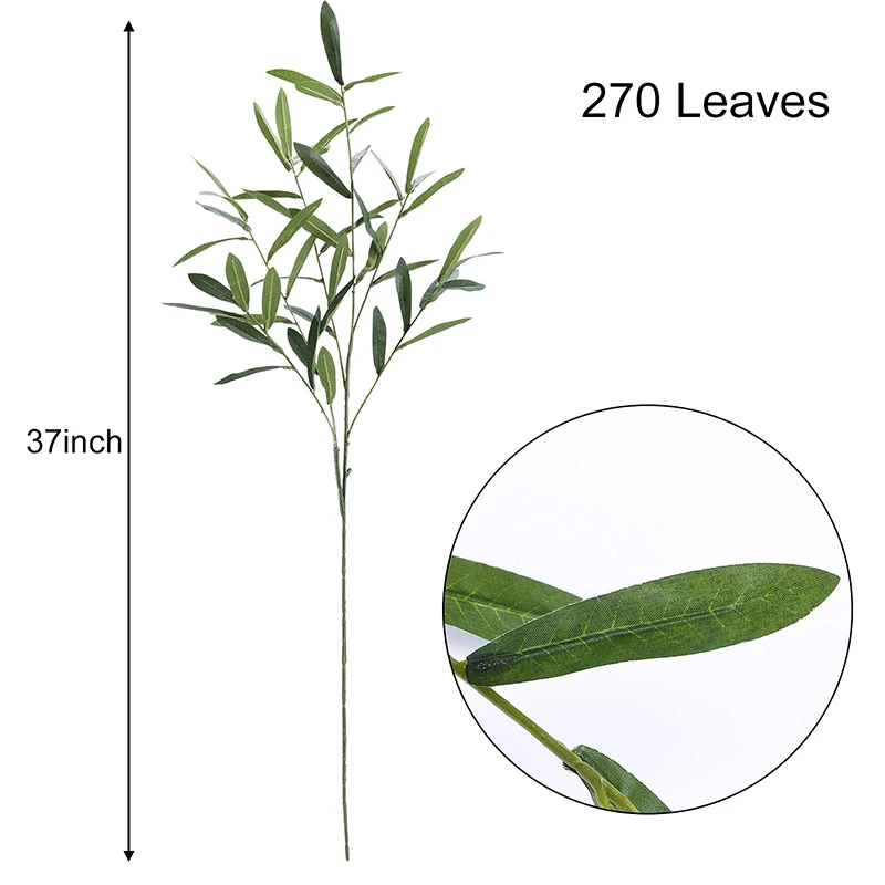 95cm 6 Branches Plastic Olive Leaves Stem Artificial Olive Branch with Fruits for Home Wedding Decoration