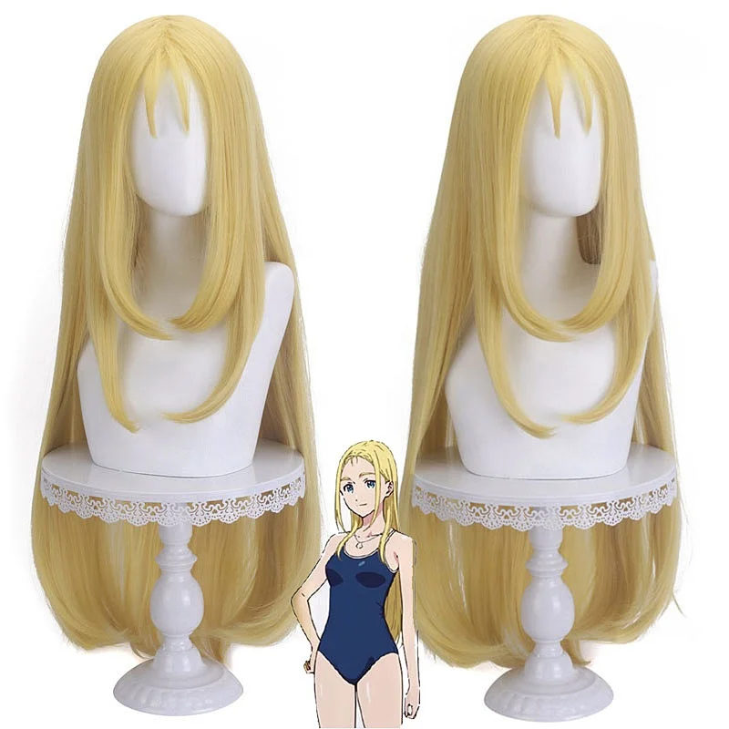 Kofune Ushio Wig Evaporated Milk Golden Hair Wig Anime Summer Time Rendering Cosplay Hair Synthetic Cosplay Wig 80cm