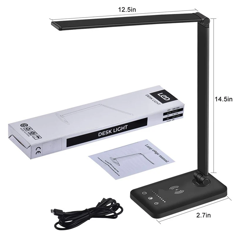 Multifunctional Modern Smart Usb Wireless Charging Desk Lamp Portable Adjustable Foldable Office Table Reading Led Table Lamp