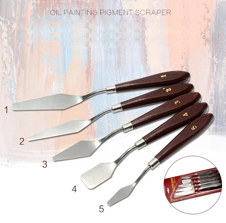  5pcs Mixed Stainless Steel Palette Scraper Set Spatula Knives For Artist Oil Painting Tools Knife