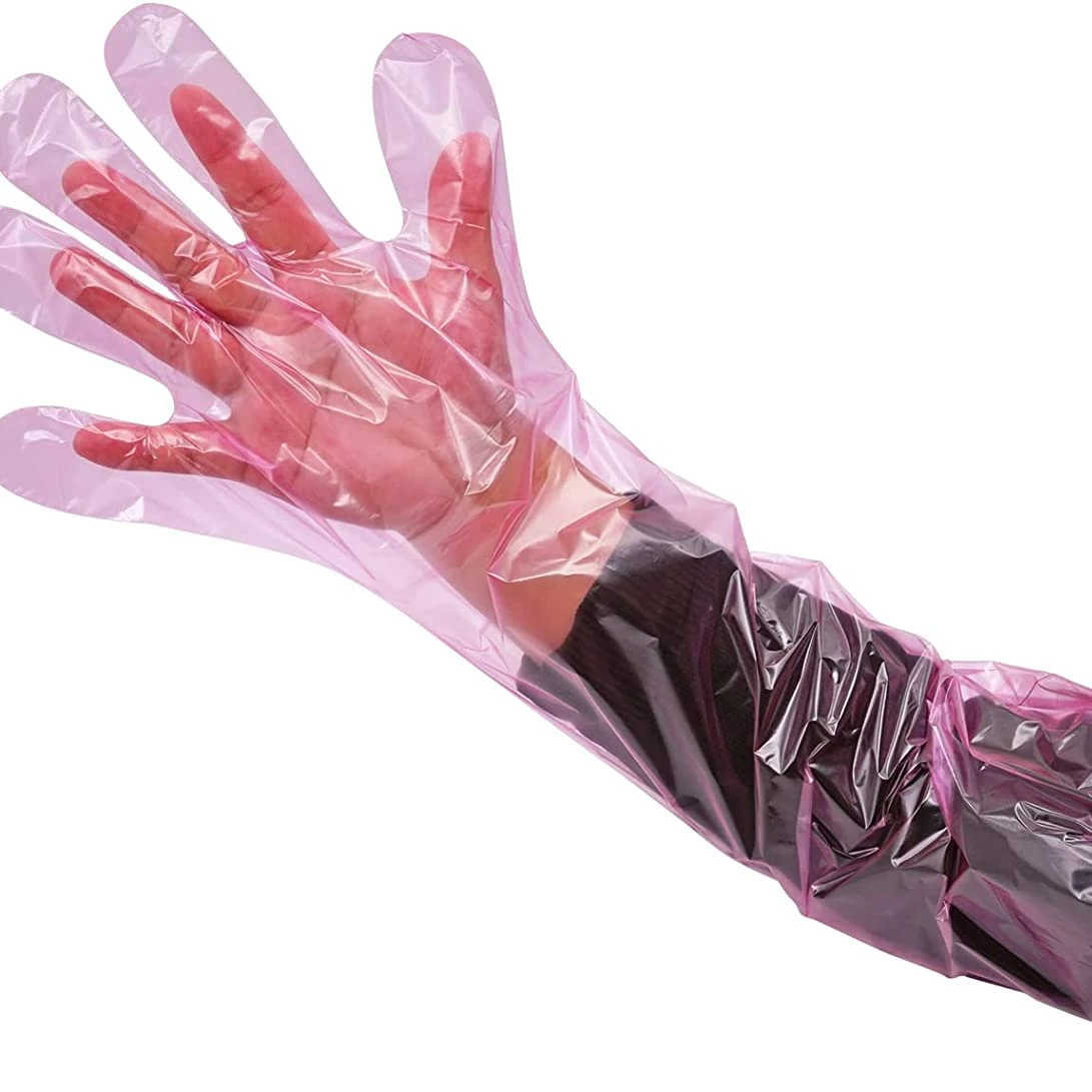 Artificial insemination rectal long gloves disposable plastic full arm long animal handling gloves