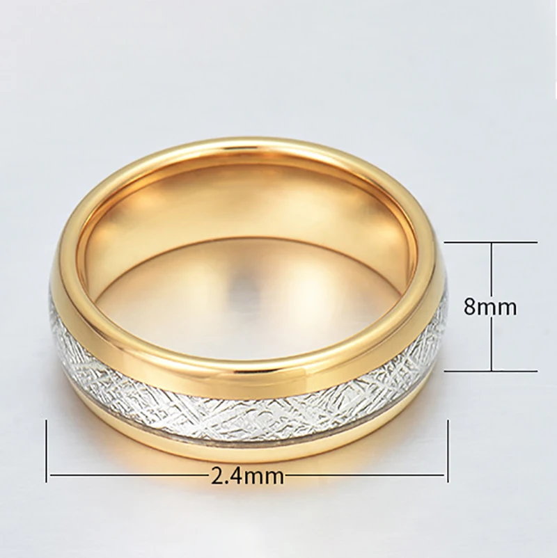 8mm Imitated Meteorite Carbon Fiber Inlay Engagement Wedding Jewelry High Polished Comfort Fit Tungsten Carbide Ring for Men