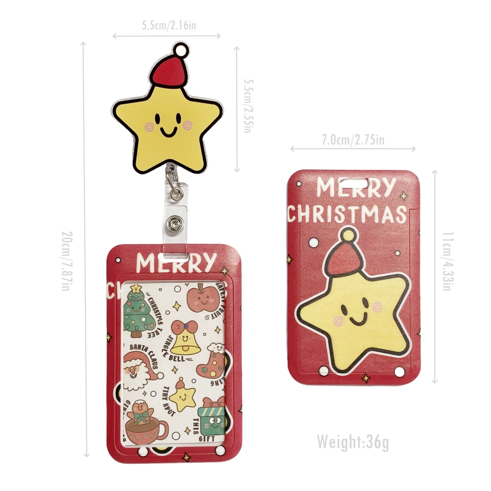 2024 New Model Christmas Swivel Retractable Badge Clip and UV Printing Card Holder Set Combination Badge Reel Card Holder Set