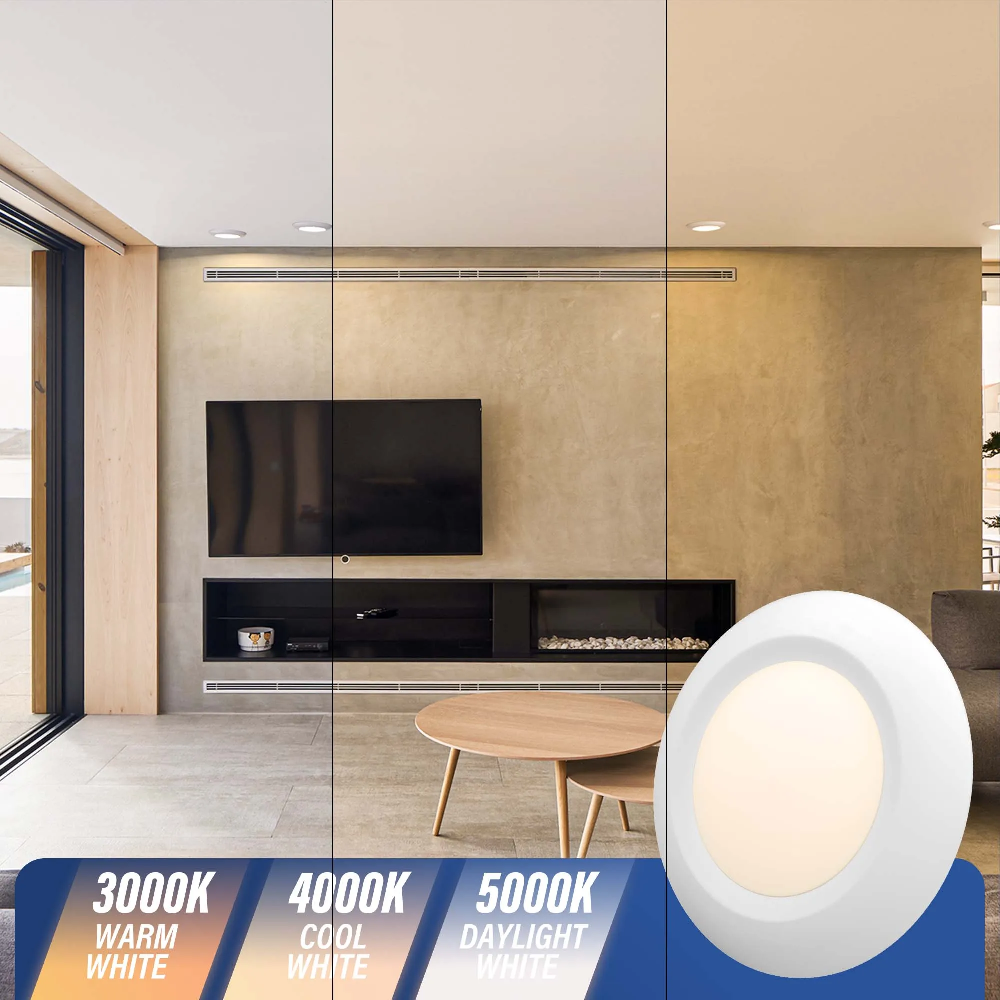 Surface Mount Ceiling Light Adjustable Temperature, Low Profile Surface Mount Lighting Dimmable 5CCT Selectable, ETL/Energy Star