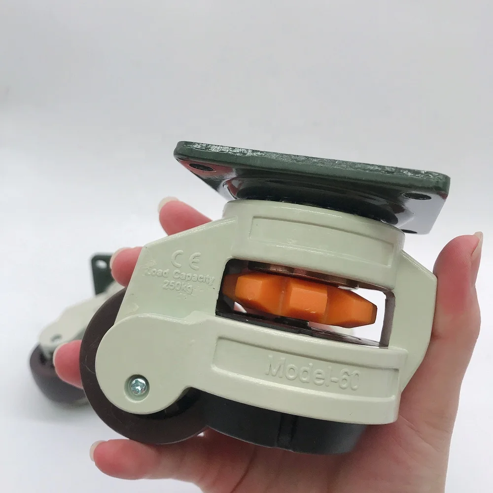 GD60F Aluminium Alloy Housing Nylon Wheel Height Adjustable Leveling Castor Wheel for Cabinet