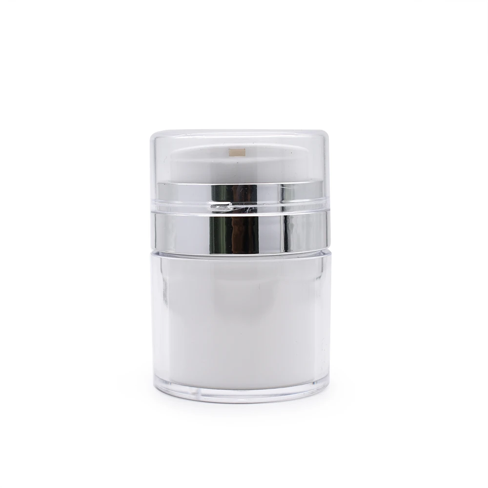 Cosmetic packaging 15ml 30ml 50ml gold silver airless pearl white airless pump cream jar lotion containers