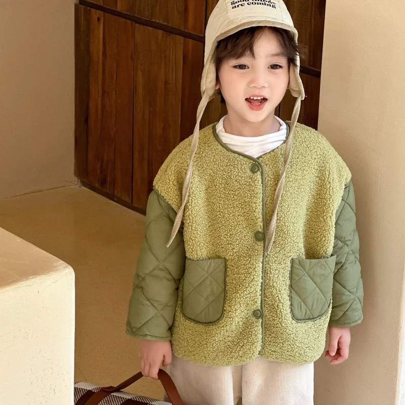 Ins Fashion Winter Autumn  Kids Clothes Jacket Warm Cotton Baby Boy Girl Coat
