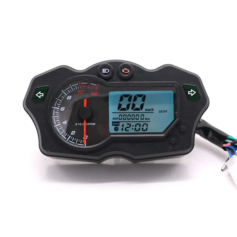 Motorcycle  12V Mechanical 7-Color Switchable Modified Digital LCD Meter speedometer