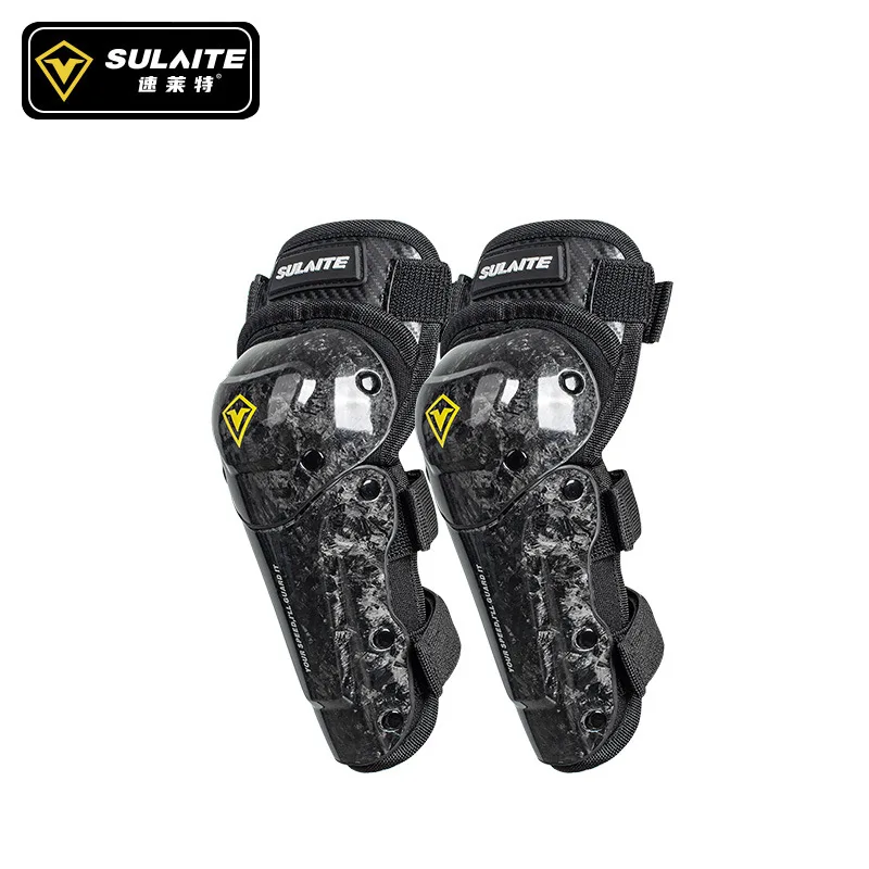 SULAITE Reflective Elbow knee guard Outdoor Sports Carbon Fiber Rodillera Motorcycle Knee Pads For Motorcycles With Sliders